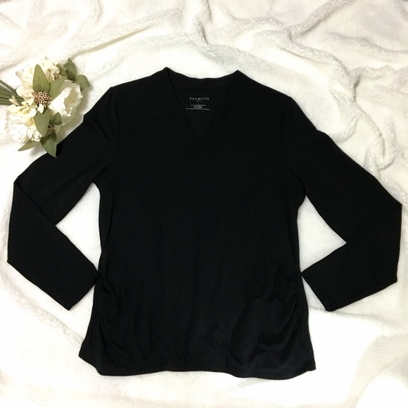 Talbots Tops - Talbots Black L/S Cotton Stretchy Size L